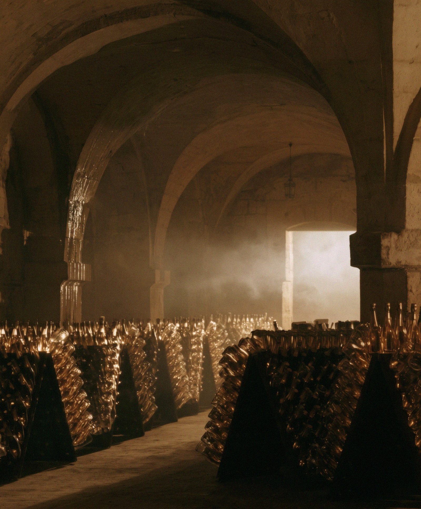 Bottles resting under the vaults